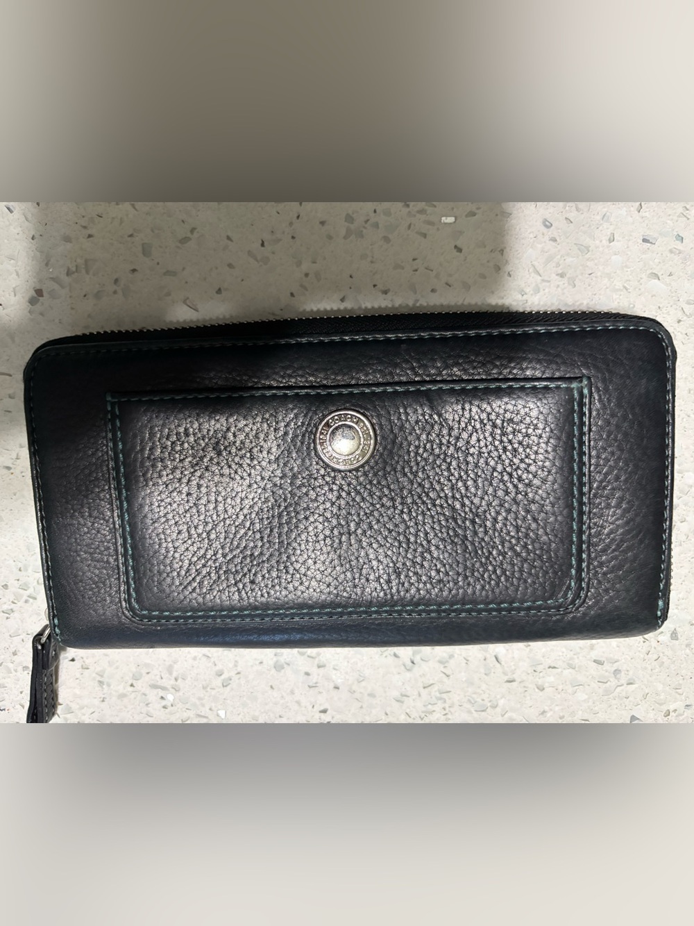 Coach Black Pebbled Leather Men's Wallet with Silver-Tone Snap
